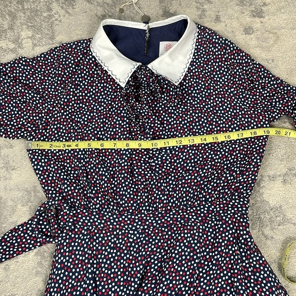 NWT GUL HURGEL Woven Maxi Dress Prairie Long Sleeve Polka Dot Blue Red White M - Picture 7 of 15